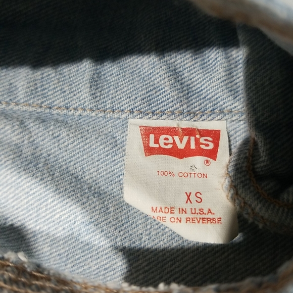 VTG. LEVI 755 LT BLUE DISTRESSED JEAN JACKET SZ XS - Picture 3 of 13